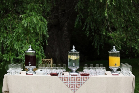 beverage table at round barn farm wedding in red wing mn