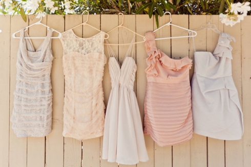 muted bridesmaid dresses in different colors and styles