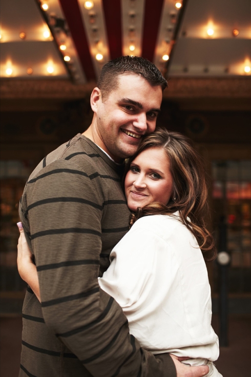 engagement photo old theater downtown rochester mn