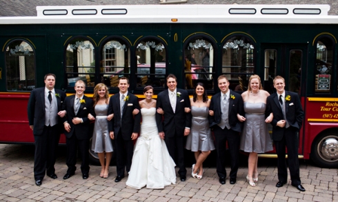 trolley wedding party transportation