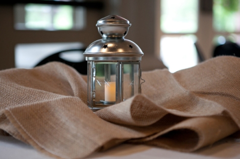 lantern burlap wedding centerpiece
