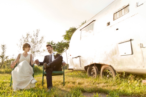 bride groom lawn chairs airstream