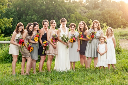 mistmatched gray bridesmaid dresses