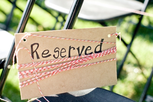wedding ceremony reserved sign bakers twine red white